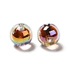 UV Plating Rainbow Iridescent Transparent Acrylic Beads OACR-A014-04-1