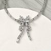 Bowknot Brass Micro Pave Cubic Zirconia Link Chain Bracelets for Women BJEW-A279-01P-1