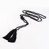 Adjustable Glass Beaded Lariat Necklaces NJEW-E077-A04-1