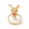 Cubic Zirconia Rabbit Adjustable Ring RJEW-P032-06G-4