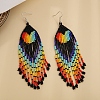 Glass Beaded Tassel Dangle Earrings PW-WG87022-02-1