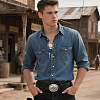Cowboy Western Alloy Horseshoes & Letter Pendant Bolo Tie Necklaces NJEW-WH20014-02M-6
