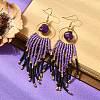 Halloween Glass Seed Tassel Earrings for Women EJEW-MZ00798-02-1