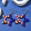 Independence Day Glass Seed Beaded Dangle Earrings EJEW-TA00363-2
