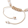 Glass & Shell Pearl Round Beads Braided Bead Bracelets BJEW-JB09874-3