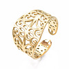 304 Stainless Steel Leaf Wrap Open Cuff Ring RJEW-T023-37G-3