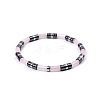 Bohemian Natural Rose Quartz & Platinum Synthetic Non-magnetic Hematite Beaded Stretch Bracelets for Women NY1304-1-1