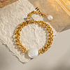 Elegant Flat Round Elegant Baroque Pearl Bead Link Bracelets SX2805-2-1