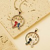 Full Moon with Double Cat and Star Pendant Necklace JN1028A-3
