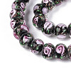 Handmade Lampwork Inner Flower Rondelle Beads Strands LAMP-T022-24A-3
