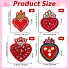 4Pcs 4 Styles Heart Polyester Embroidered Cloth Patch PATC-NB0001-67A-2