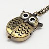 Alloy Owl Wing Design Openable Pendant Pocket Watch Necklaces with Iron Chains X-WACH-M011-01-2