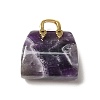 Natural Amethyst Brass Pendants KK-E274-01G-18-2