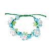 3Pcs Floral Acrylic Beads Braided Bead Bracelets for Women BJEW-MZ00184-6