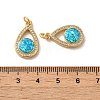Brass Micro Pave Cubic Zirconia with Synthetic Opal Pendants KK-D096-09G-3