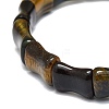 Natural Tiger Eye Rectangle Beaded Stretch Bracelet BJEW-E379-05E-3