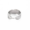 Non-Tarnish 304 Stainless Steel Leaf Wrap Open Cuff Ring for Women RJEW-S405-213P-2