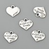 Wedding Theme Antique Silver Tone Tibetan Style Alloy Heart with Mother of the Groom Rhinestone Charms X-TIBEP-N005-17A-2