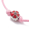 Flower Enamel Beaded Cord Bracelet with Butterfly Charm BJEW-JB07677-5