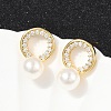 Flat Round Brass Micro Pave Clear Cubic Zirconia Stud Earrings EJEW-H154-02G-2