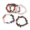 5Pcs 5 Style Natural Mixed Stone Chip Beads Stretch Bracelets for Women BJEW-FW0001-03-2