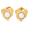 Natural White Jade & Ion Plating(IP) 304 Stainless Steel Heart Stud Earrings EJEW-A118-04G-04-4