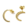 Moon Rack Plating Brass Micro Pave Cubic Zirconia Stud Earrings for Women EJEW-O001-08G-2