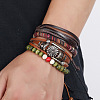 Punk Style Adjustable Cowhide Cord Bracelet Sets WG74349-01-1