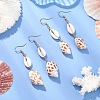 304 Stainless Steel Shell Shape with Tortoise & Starfish Dangle Earrings EJEW-JE06265-04-1