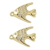 Brass Micro Pave Clear Cubic Zirconia Sea Animal Connector Charms KK-P325-01G-1