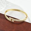 Brass Micro Pave Clear Cubic Zirconia Hinged Bangles for Women BJEW-K274-05G-1