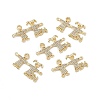 Brass Micro Pave Clear Cubic Zirconia Connector Charms KK-E068-VB334-4