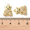 Rack Plating Brass Clear & Black Cubic Zirconia Bear Connector Charms KK-C084-15B-G-3