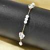 Brass & Glass Link Chain Bracelets for Women BJEW-F517-02G-02-3