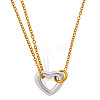 Duo Tone 304 Stainless Steel Heart Pendant Necklaces for Women FS-WGDA821-01-5