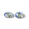 Half Round/Dome Floral Printed Glass Flatback Cabochons X-GGLA-A002-10mm-UU-3