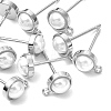 SHEGRACE Brass ABS Imitation Pearl Half Round Stud Earring Findings XGR0101P-118P-1