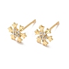Clear Cubic Zirconia Snowflake Stud Earrings EJEW-P199-23G-1