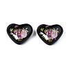 Flower Printed Opaque Acrylic Heart Beads SACR-S305-28-K04-2