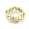 Brass Micro Pave Clear Cubic Zirconia Cuff Ring RJEW-Z035-01G-2