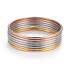 Fashion Tri-Color 304 Stainless Steel Buddhist Bangle Sets BJEW-L664-022C-M-1