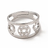 Non-Tarnish 304 Stainless Steel Star of David Adjustable Ring for Women RJEW-B027-11P-2