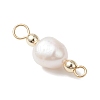 Natural Freshwater Pearl with Synthetic Non-magnetic Hematite Potato Connector Charms PALLOY-JF04713-4