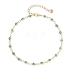 Handmade Evil Eye Lampwork Brass Link Chain Anklets for Women AJEW-AN00715-03-3