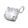 304 Stainless Steel Micro Pave Cubic Zirconia Pendants STAS-U042-02B-P-2