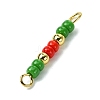 3Pcs Glass Seed Beads & Brass Rondelle Beaded Connector Charms PALLOY-JF03294-01-4