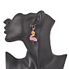 Glass Seed Braided Flamingo Dangle Leverback Earrings EJEW-MZ00041-3