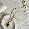 304 Stainless Steel Crystal Rhinestone Pave Natural Tiger Eye Pendant Necklaces FS-WG29919-02-1