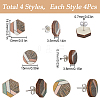 SUNNYCLUE 4 Pairs 2 Style Natural Wood Geometry Boho Stud Earrings with Steel Iron Pins EJEW-SC0001-48-2