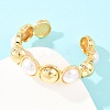 Half Round Brass and ABS Imitation Pearl Cuff Bangles for Women BJEW-T025-05G-01-1